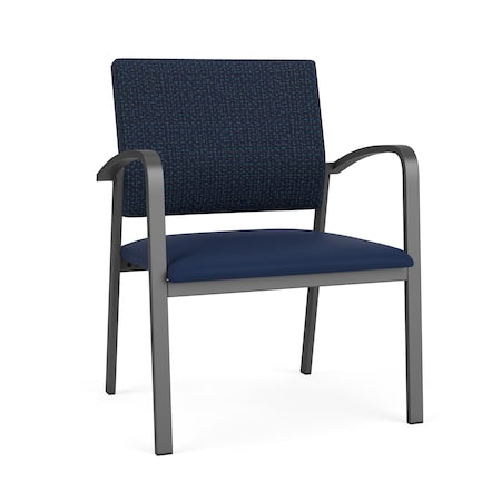 Lesro Newport Wide Guest Chair Metal Frame, Charcoal, RF Blueberry Back, MD Ink Seat NP1201